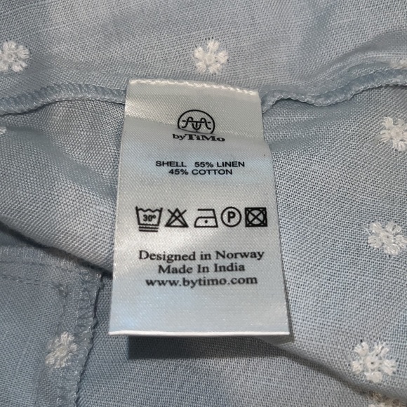 By TiMo High Rise Embroidered Shorts Light Blue/White SZ L NWOT - Picture 9 of 10